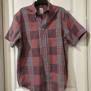 Brooks Brothers 346 Classic Cotton Patchwork Madras Short Sleeve Shirt  Men's M